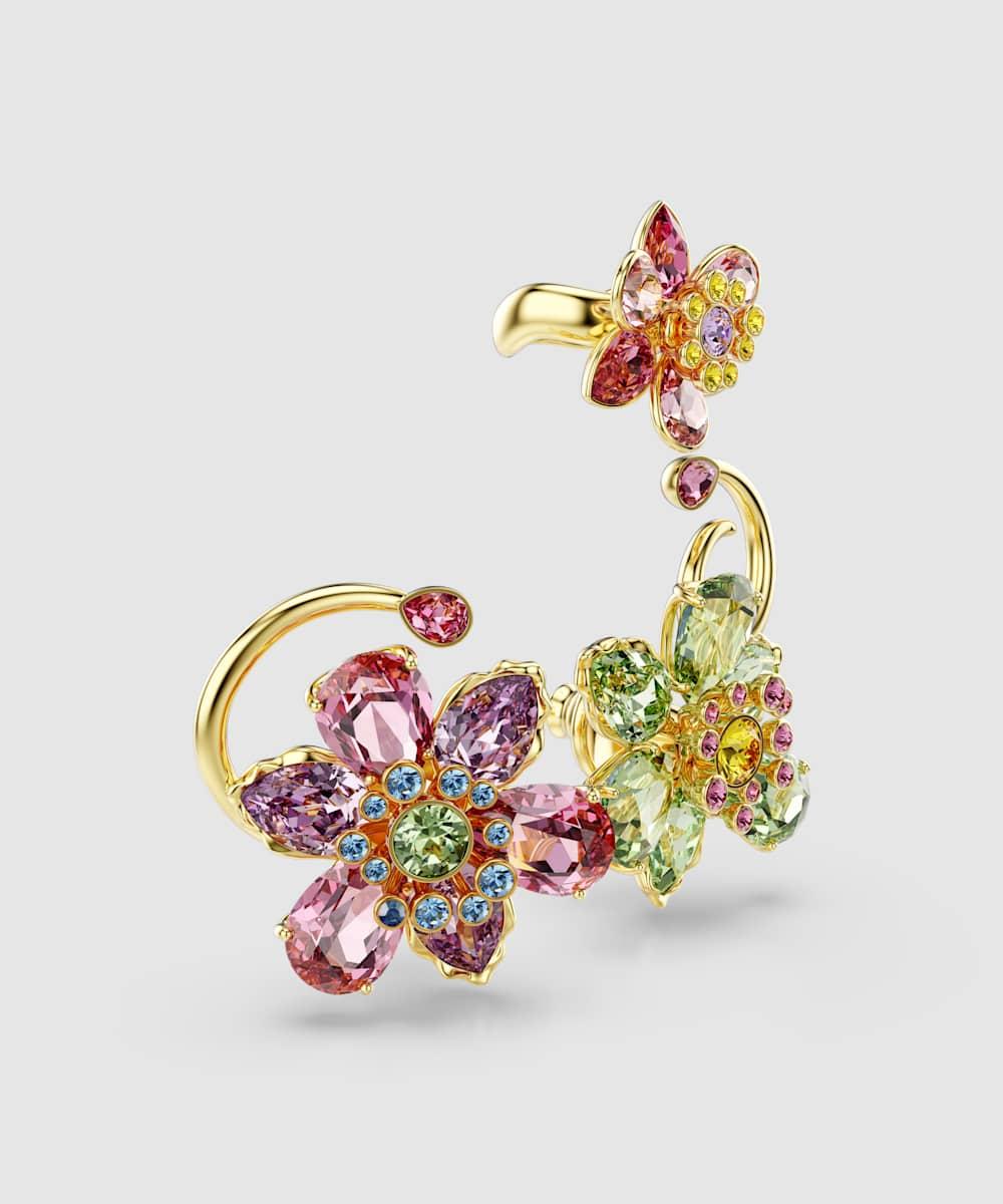 Pendientes matrix bañado en oro con motivo de flor y cristales - Swarovski - Multicolor Multicolor-4