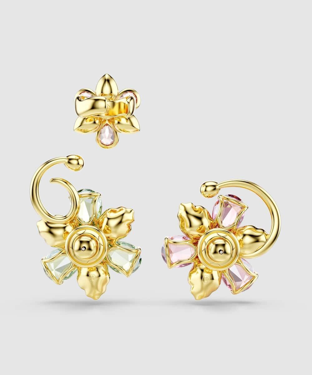 Pendientes matrix bañado en oro con motivo de flor y cristales - Swarovski - Multicolor Multicolor-5