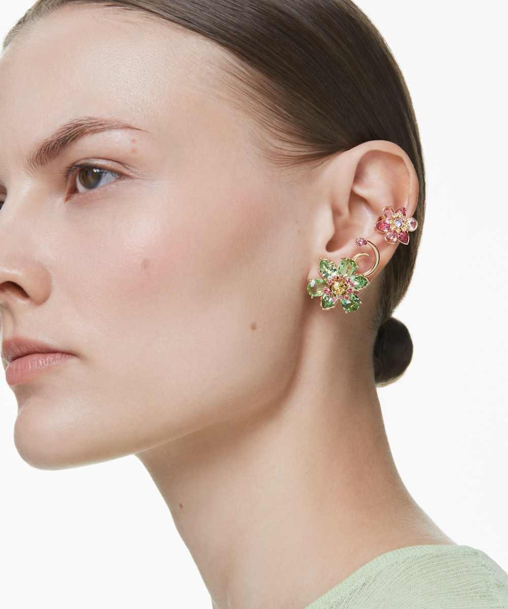 Pendientes matrix bañado en oro con motivo de flor y cristales - Swarovski - Multicolor Multicolor-6
