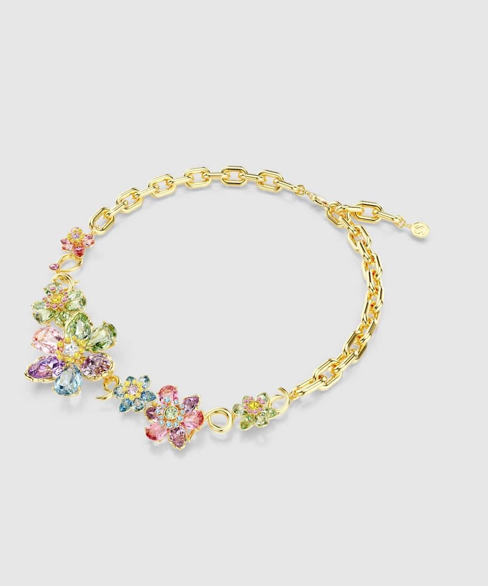 Collar idyllia flor bañado en oro con cristales - Swarovski - Multicolor Multicolor-3