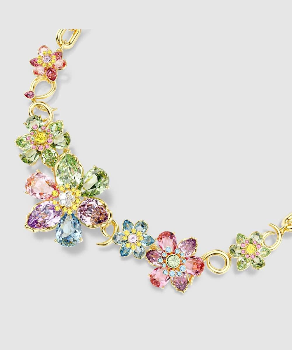 Collar idyllia flor bañado en oro con cristales - Swarovski - Multicolor Multicolor-5