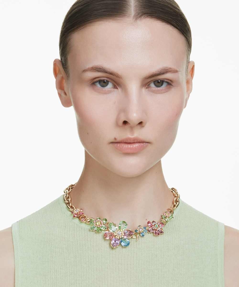 Collar idyllia flor bañado en oro con cristales - Swarovski - Multicolor Multicolor-6