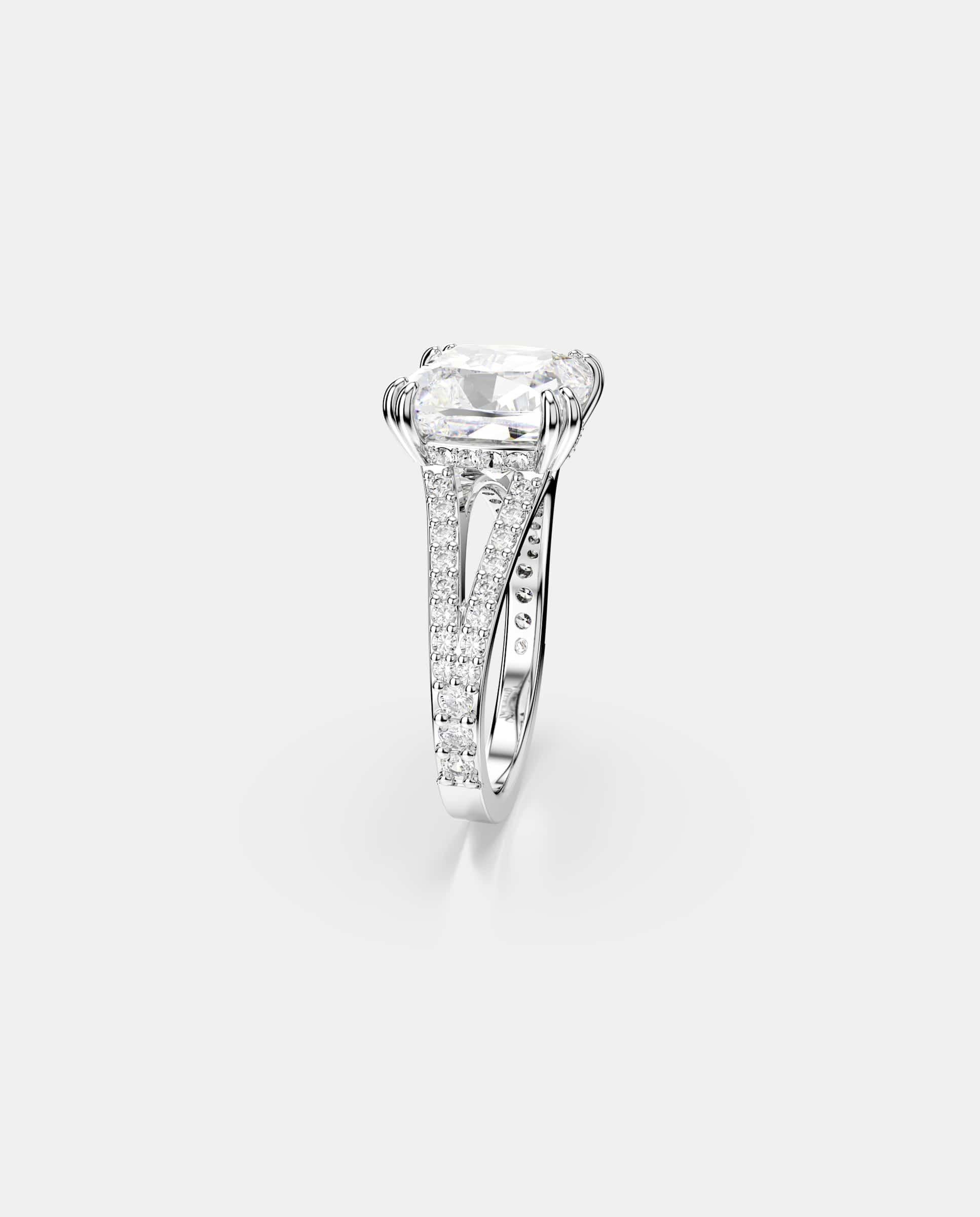 Imagen 3 de Anillo de cóctel stilla en baño de rodio piedra de talla cuadrada - Swarovski - Blanco Blanco