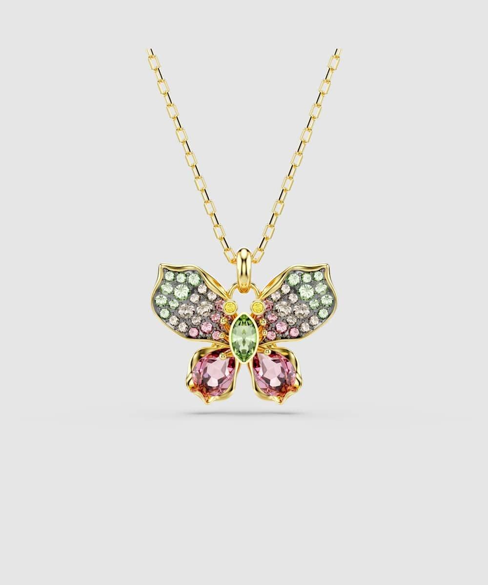 Imagen 0 de Colgante idyllia mariposa bañado en oro con cristales multicolor Multicolor