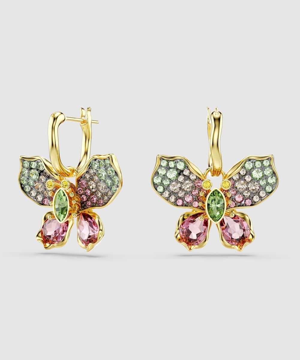 Imagen 0 de Pendientes idyllia mariposa bañado en oro con cristales Multicolor