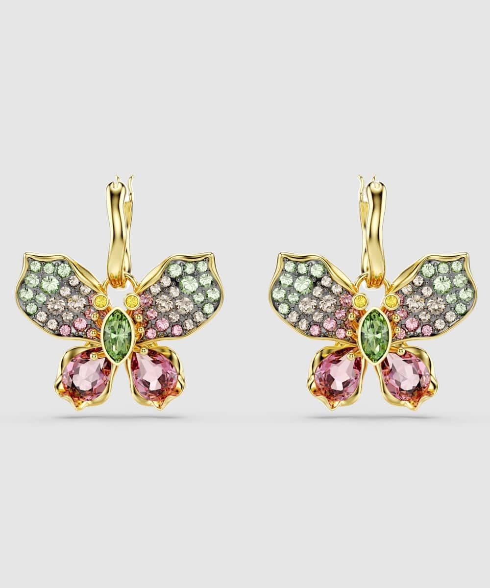 Pendientes idyllia mariposa bañado en oro con cristales - Swarovski - Multicolor Multicolor-3