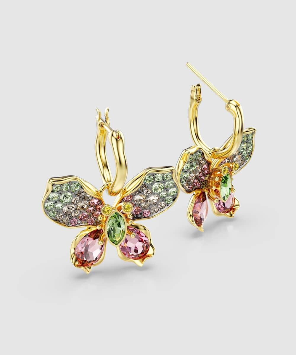 Pendientes idyllia mariposa bañado en oro con cristales - Swarovski - Multicolor Multicolor-4