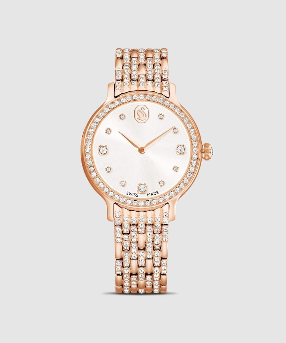 Reloj de mujer pave de acero inoxidable con cristales color - Swarovski - Rosa Rosa-1