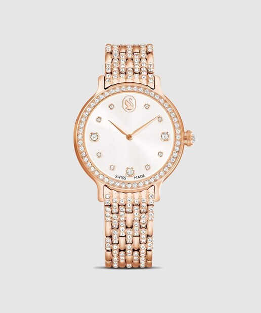 Imagen 0 de Reloj de mujer Pave de acero inoxidable con cristales color rosa