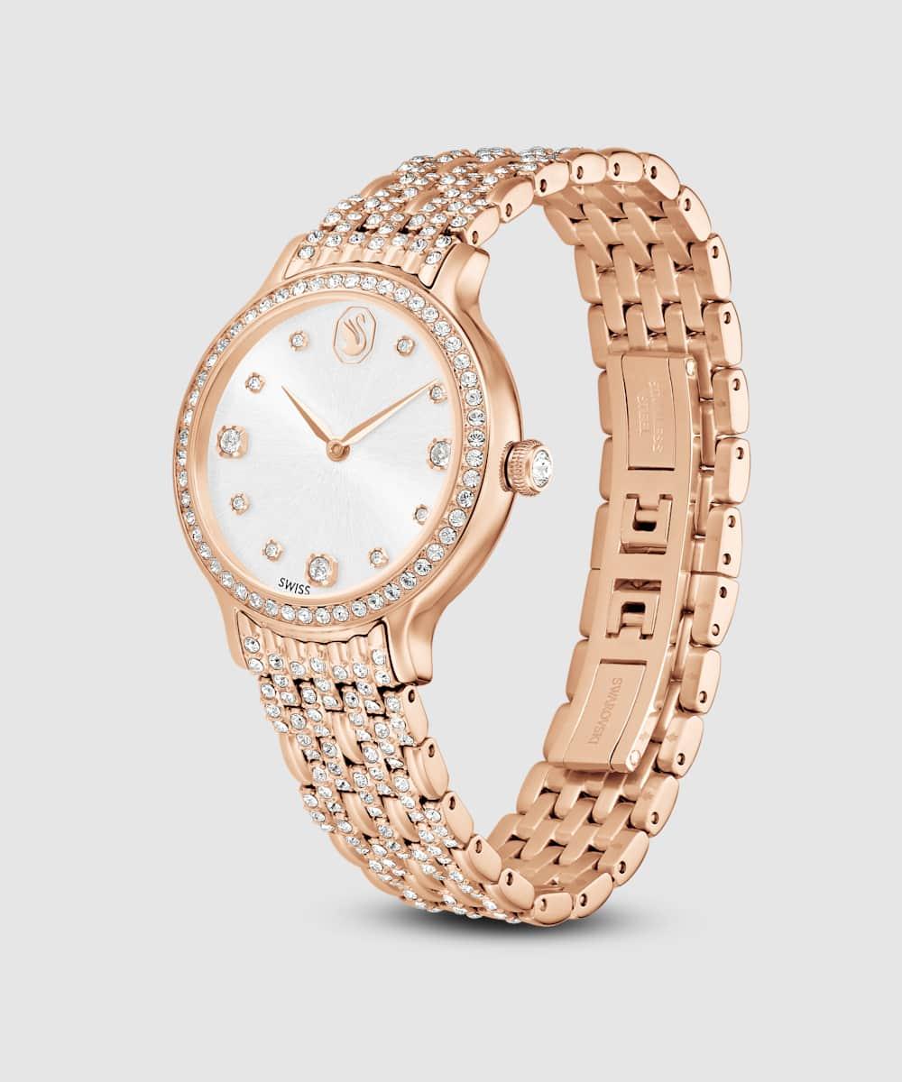 Reloj de mujer pave de acero inoxidable con cristales color - Swarovski - Rosa Rosa-3