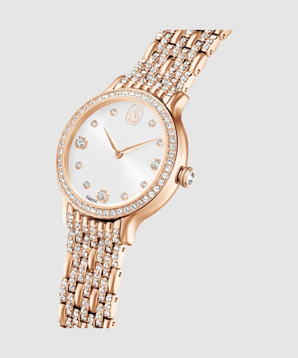 Reloj de mujer pave de acero inoxidable con cristales color - Swarovski - Rosa Rosa-5