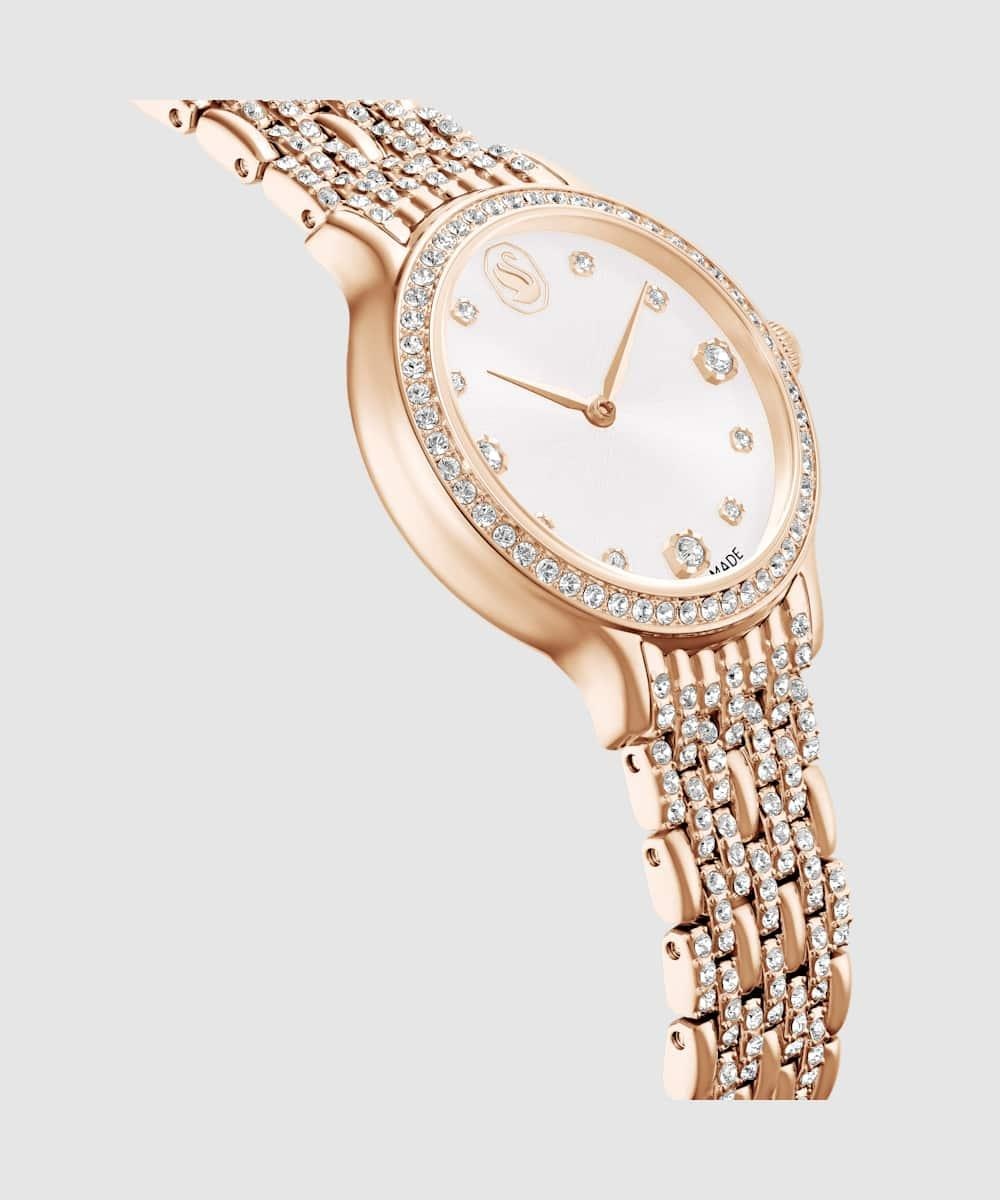 Reloj de mujer pave de acero inoxidable con cristales color - Swarovski - Rosa Rosa-6
