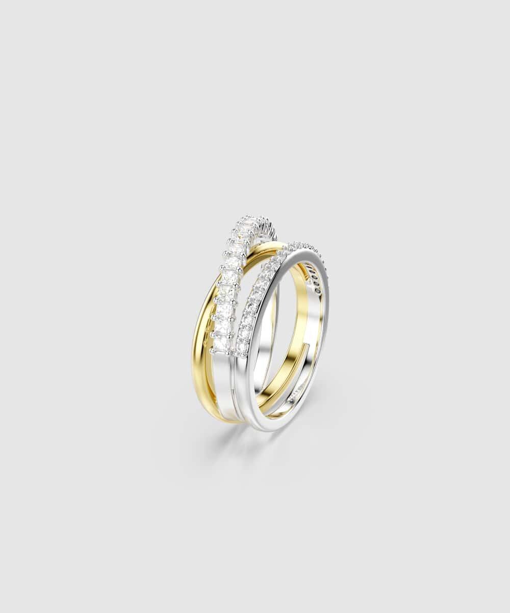 Anillo hyperbola con circonitas de talla redonda y cuadrada - Swarovski - Blanco Blanco-2