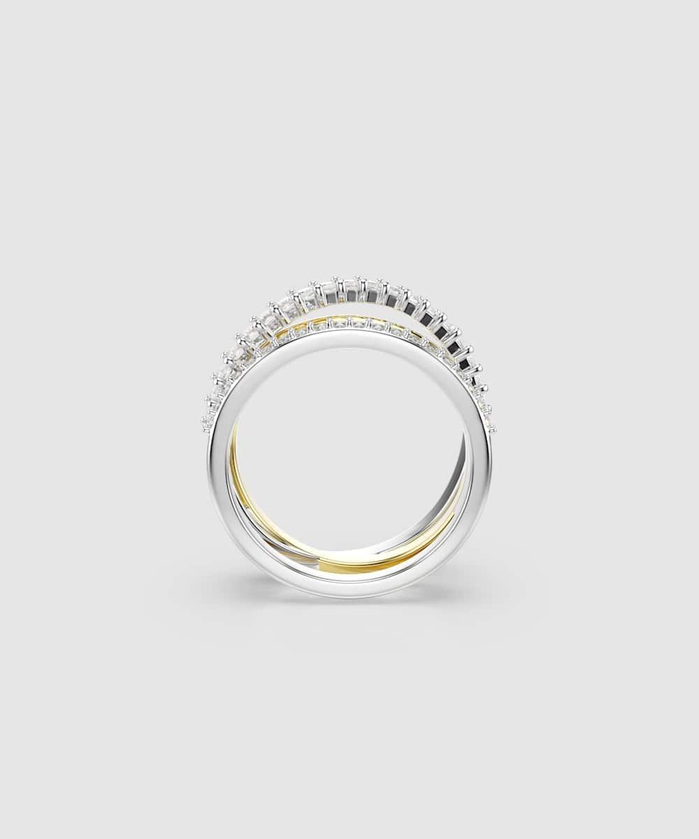 Anillo hyperbola con circonitas de talla redonda y cuadrada - Swarovski - Blanco Blanco-3