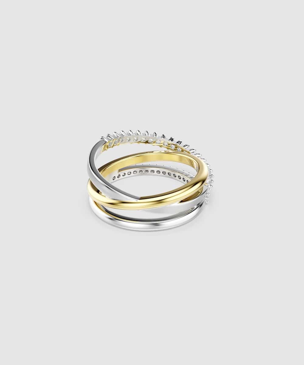 Anillo hyperbola con circonitas de talla redonda y cuadrada - Swarovski - Blanco Blanco-4