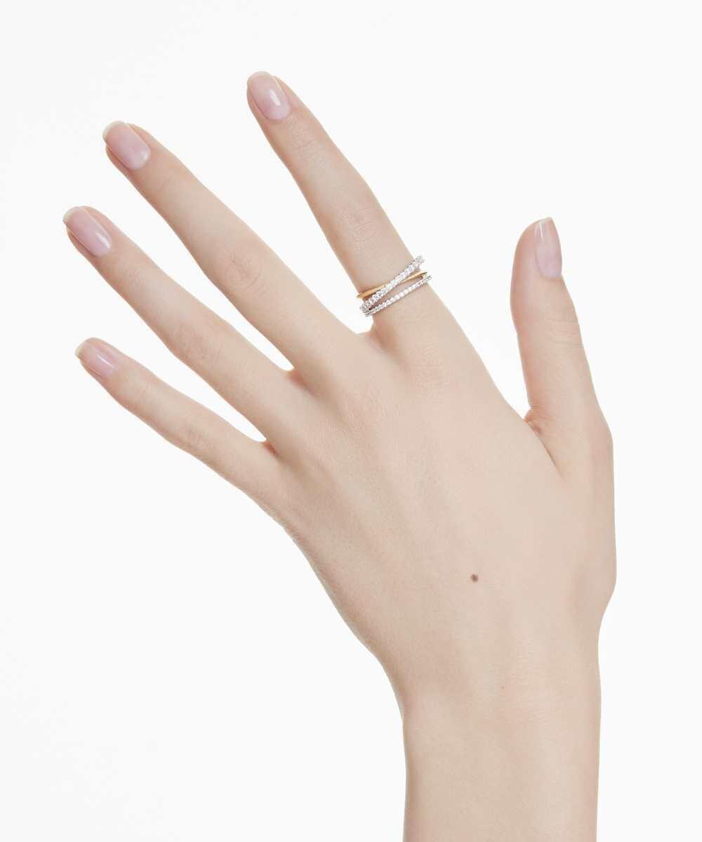 Anillo hyperbola con circonitas de talla redonda y cuadrada - Swarovski - Blanco Blanco-5