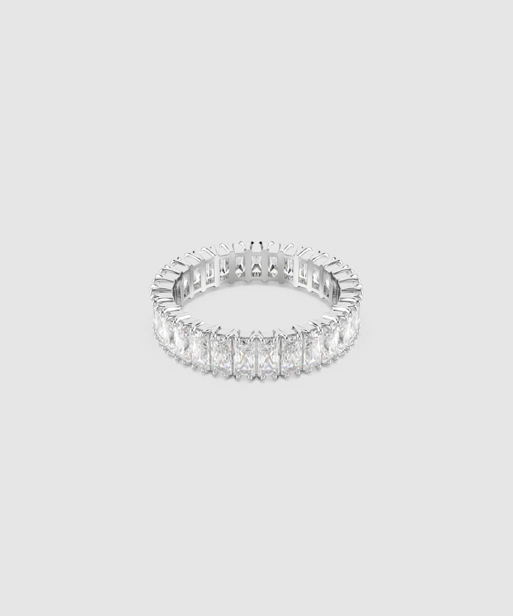 Anillo matrix con circonitas de talla cuadrada - Swarovski - Blanco Blanco-1