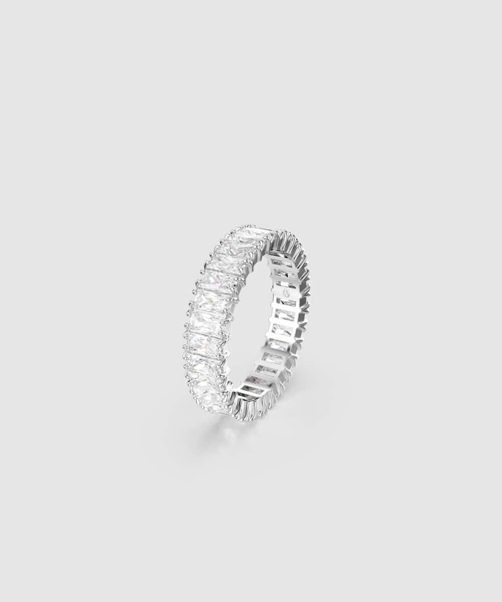 Anillo matrix con circonitas de talla cuadrada - Swarovski - Blanco Blanco-3