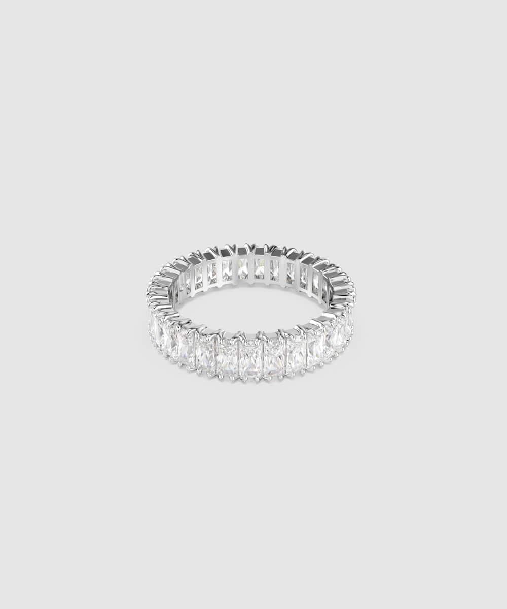 Anillo matrix con circonitas de talla cuadrada - Swarovski - Blanco Blanco-5