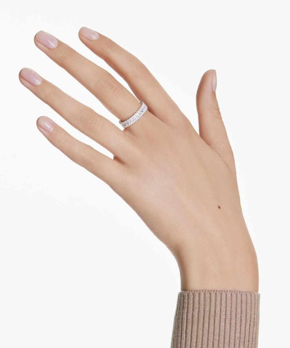 Anillo matrix con circonitas de talla cuadrada - Swarovski - Blanco Blanco-6