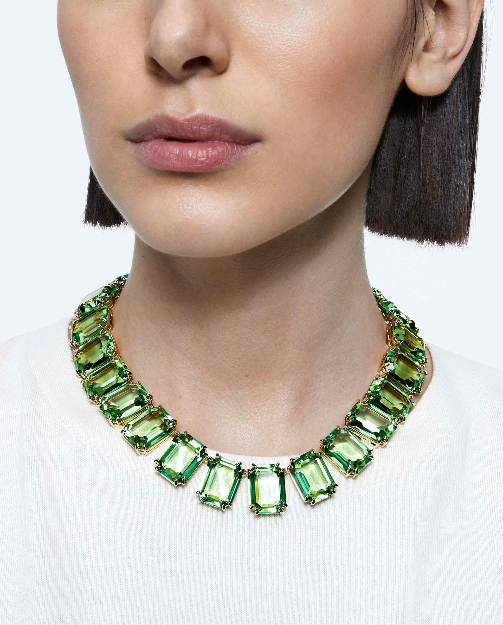 Collar millenia con cristales y cierre oculto - Swarovski - Verde Verde-5