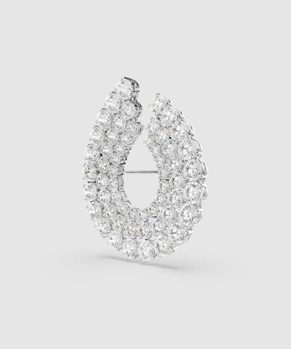 Imagen 2 de Broche matrix bañado en rodio con circonitas redondas - Swarovski - Blanco Blanco