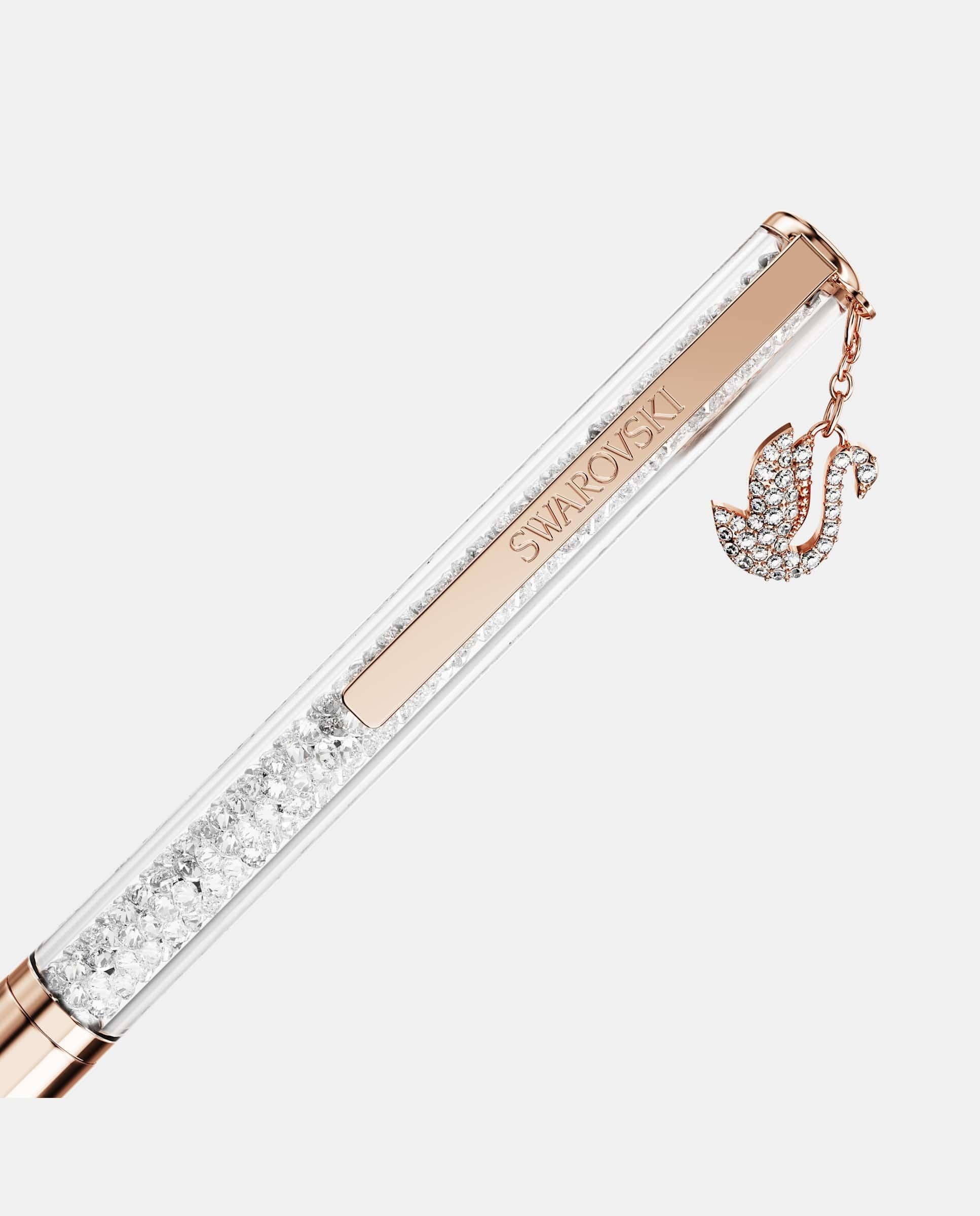 Bolígrafo crystalline con cristales y charm de cisne - Swarovski - Rosa Rosa-2