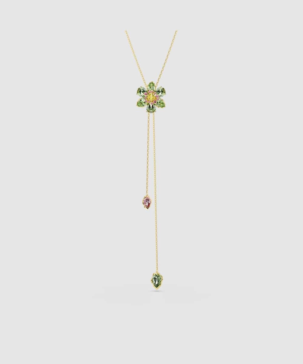 Cadena con colgante idyllia flor bañado en oro con cristales azules - Swarovski - Multicolor Multicolor-1