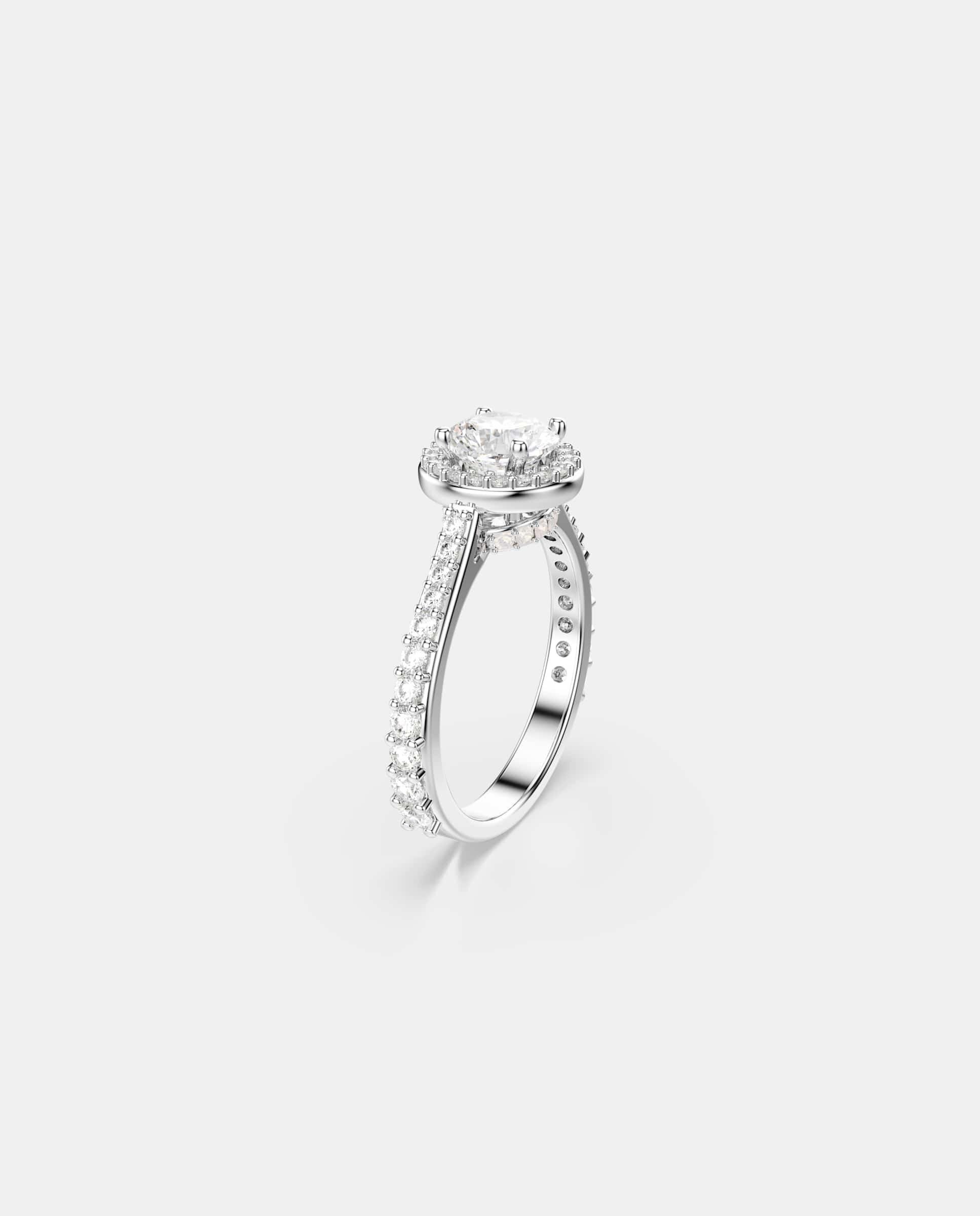 Imagen 2 de Anillo una angelic con piedra central brillante transparente - Swarovski - Blanco Blanco