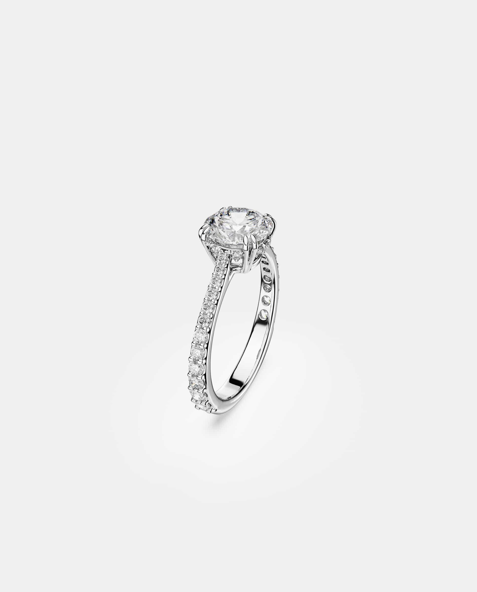 Anillo de cóctel stilla con piedra central de talla princesa y pavé - Swarovski - Blanco Blanco-2