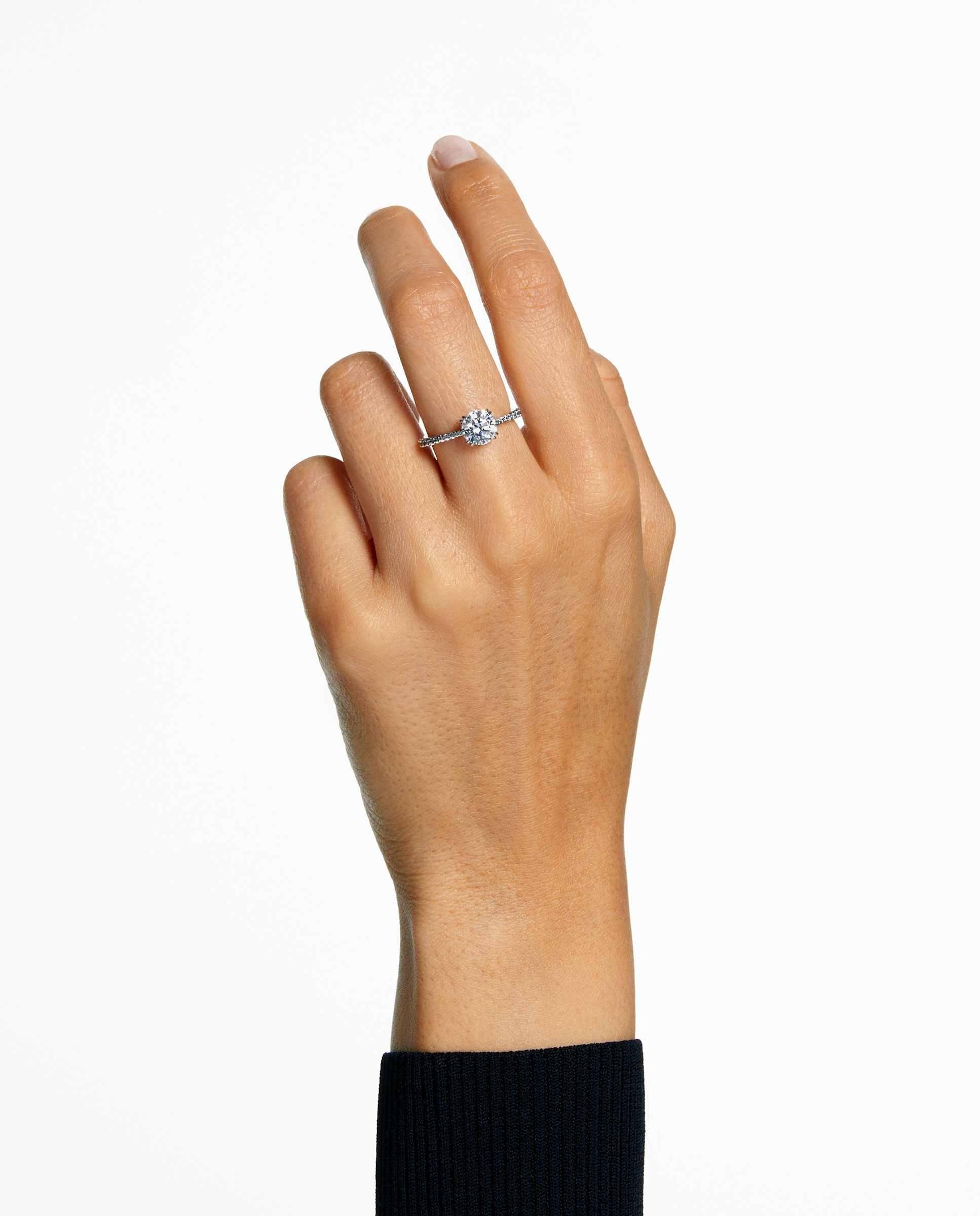 Anillo de cóctel stilla con piedra central de talla princesa y pavé - Swarovski - Blanco Blanco-5