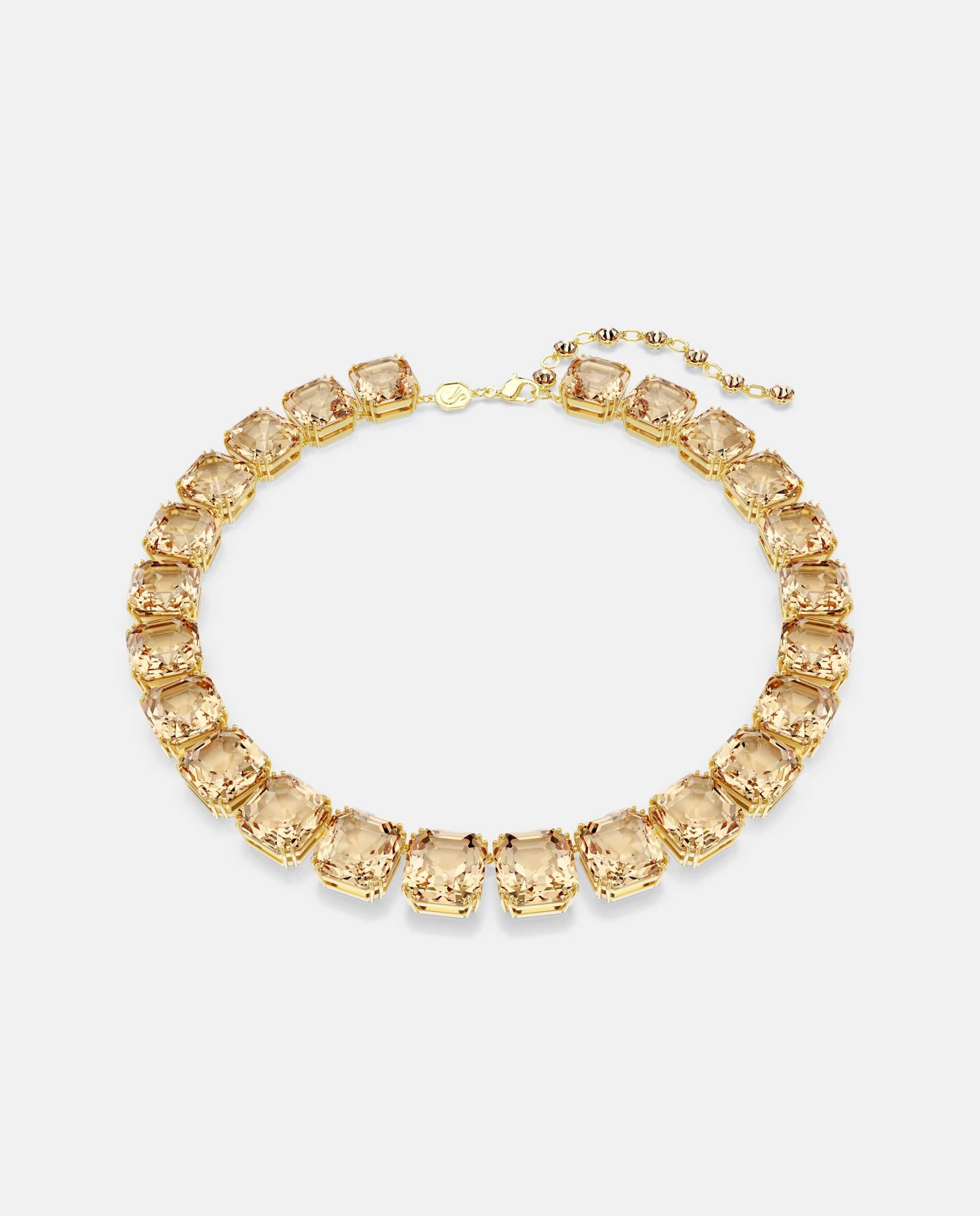 Imagen 0 de Collar millenia con hilera de cristales bañado en tono oro Marrón