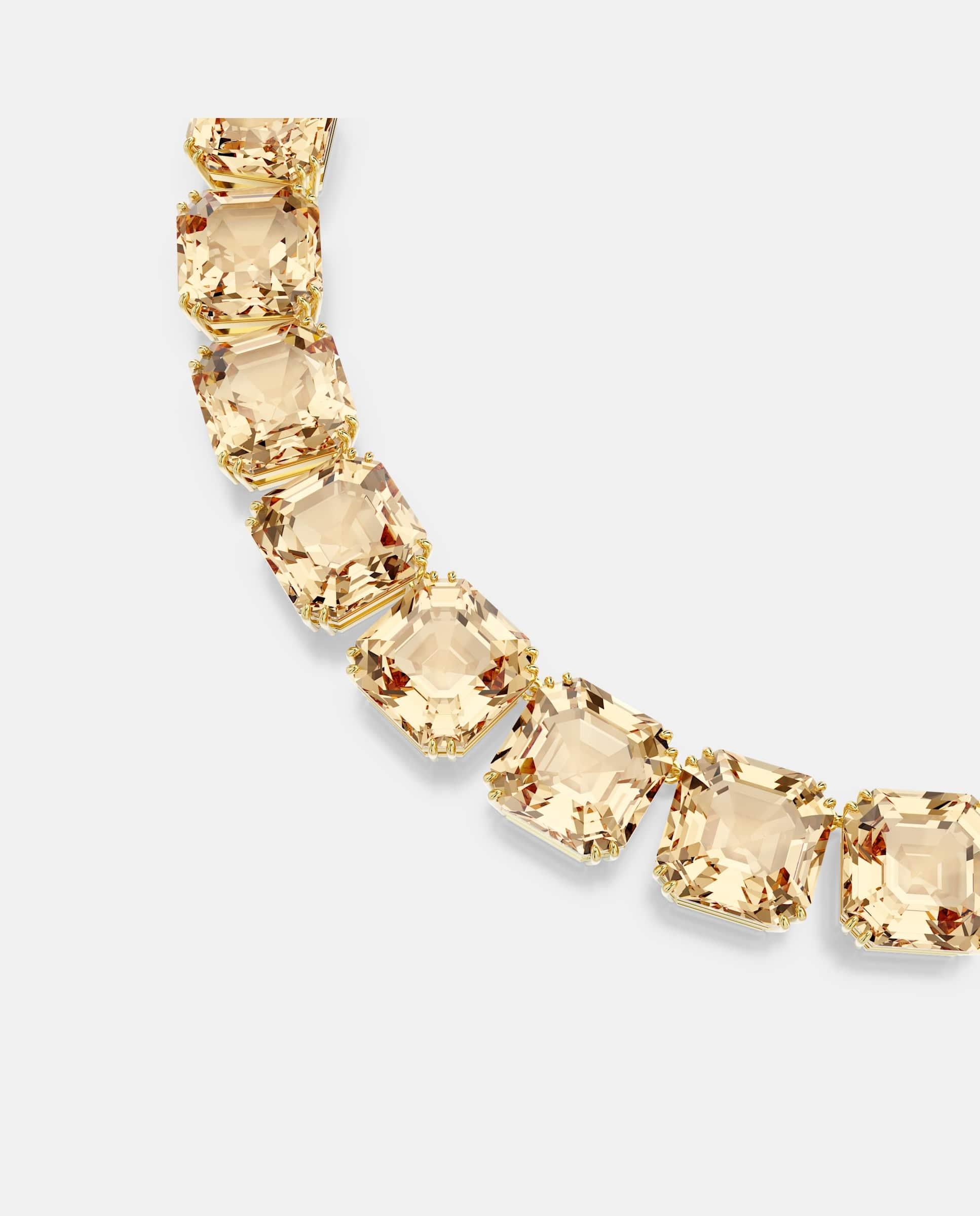Collar millenia con hilera de cristales bañado en tono oro - Swarovski - Marrón Marrón-2
