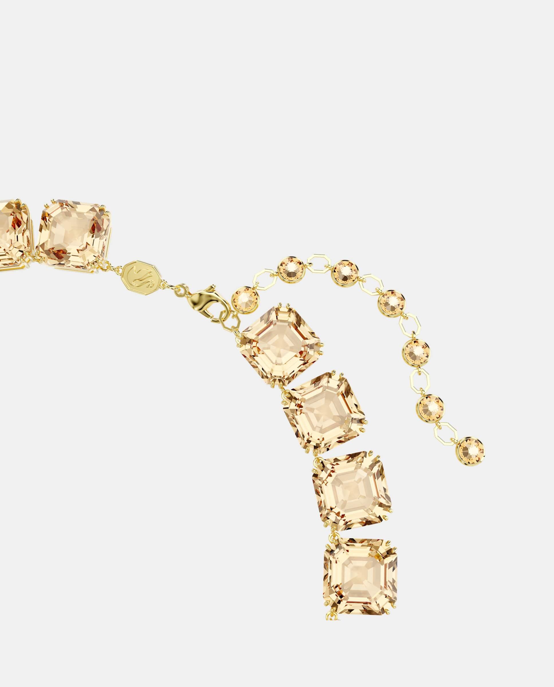Collar millenia con hilera de cristales bañado en tono oro - Swarovski - Marrón Marrón-3