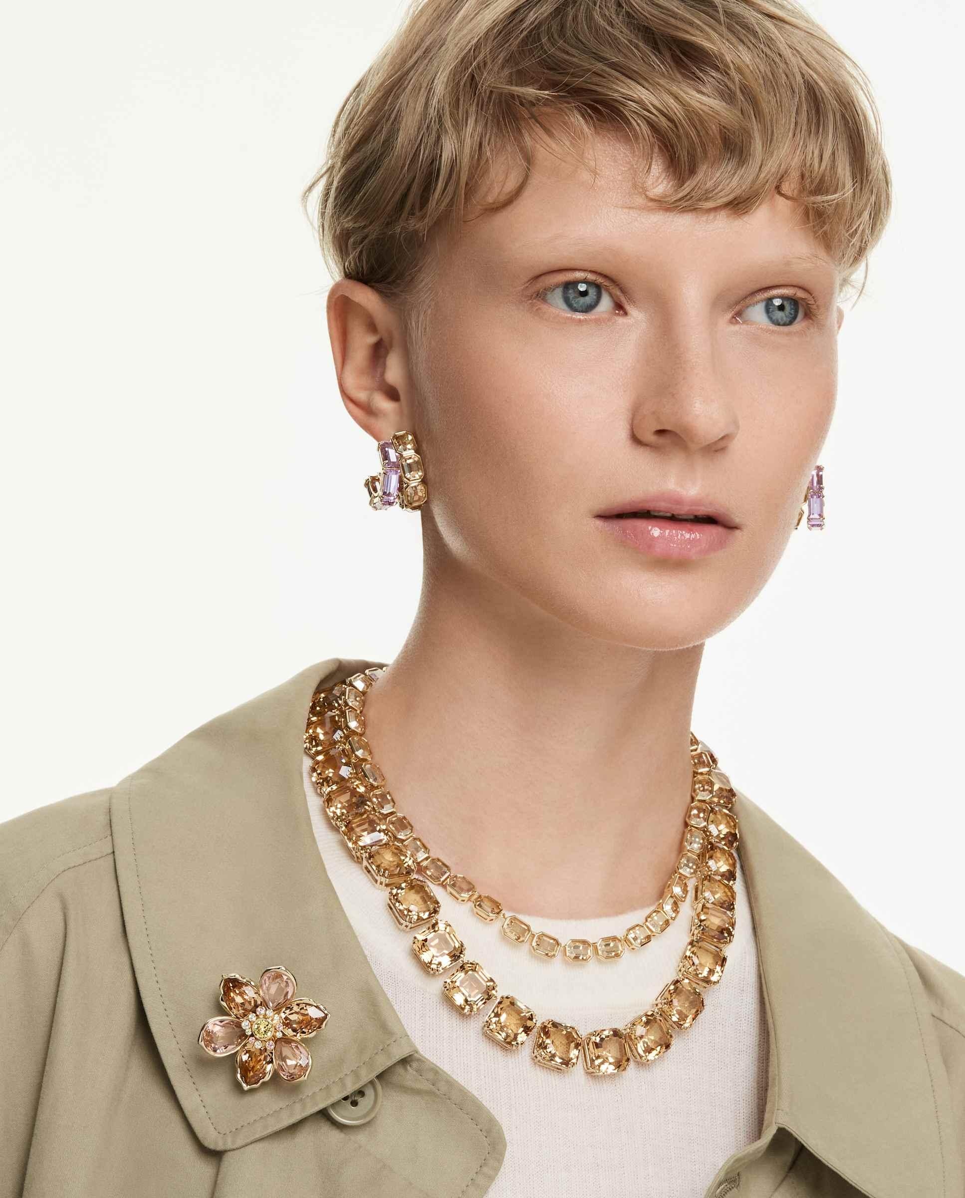 Collar millenia con hilera de cristales bañado en tono oro - Swarovski - Marrón Marrón-7