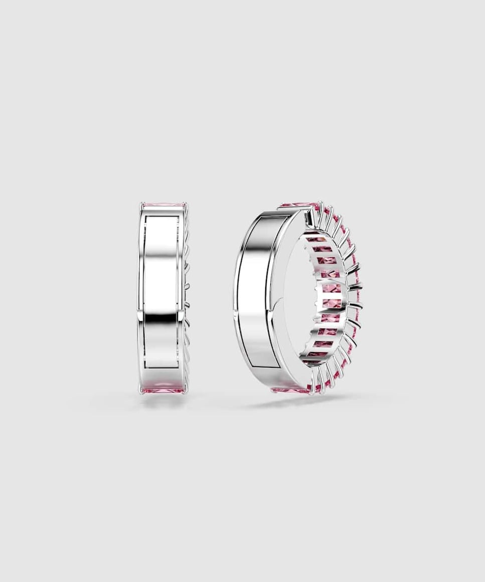 Pendiente ear cuff Matrix de aro bañado en rodio con circonitas Rosa-5