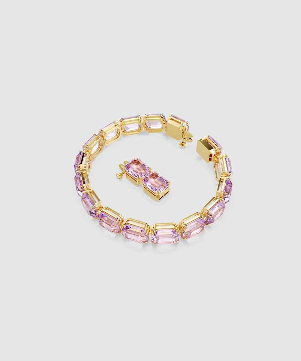Pulsera tennis millenia bañado en oro con cristales octogonales - Swarovski - Morado Morado-3