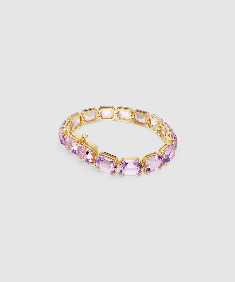 Pulsera tennis millenia bañado en oro con cristales octogonales - Swarovski - Morado Morado-5