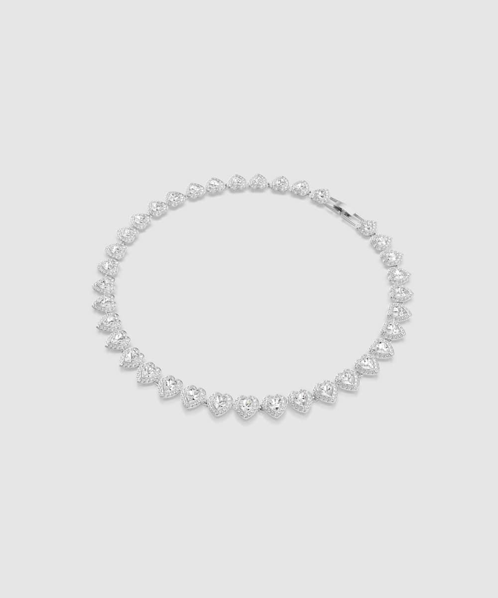Collar bañado en rodio con cristales en forma de corazón - Blanco Blanco-2
