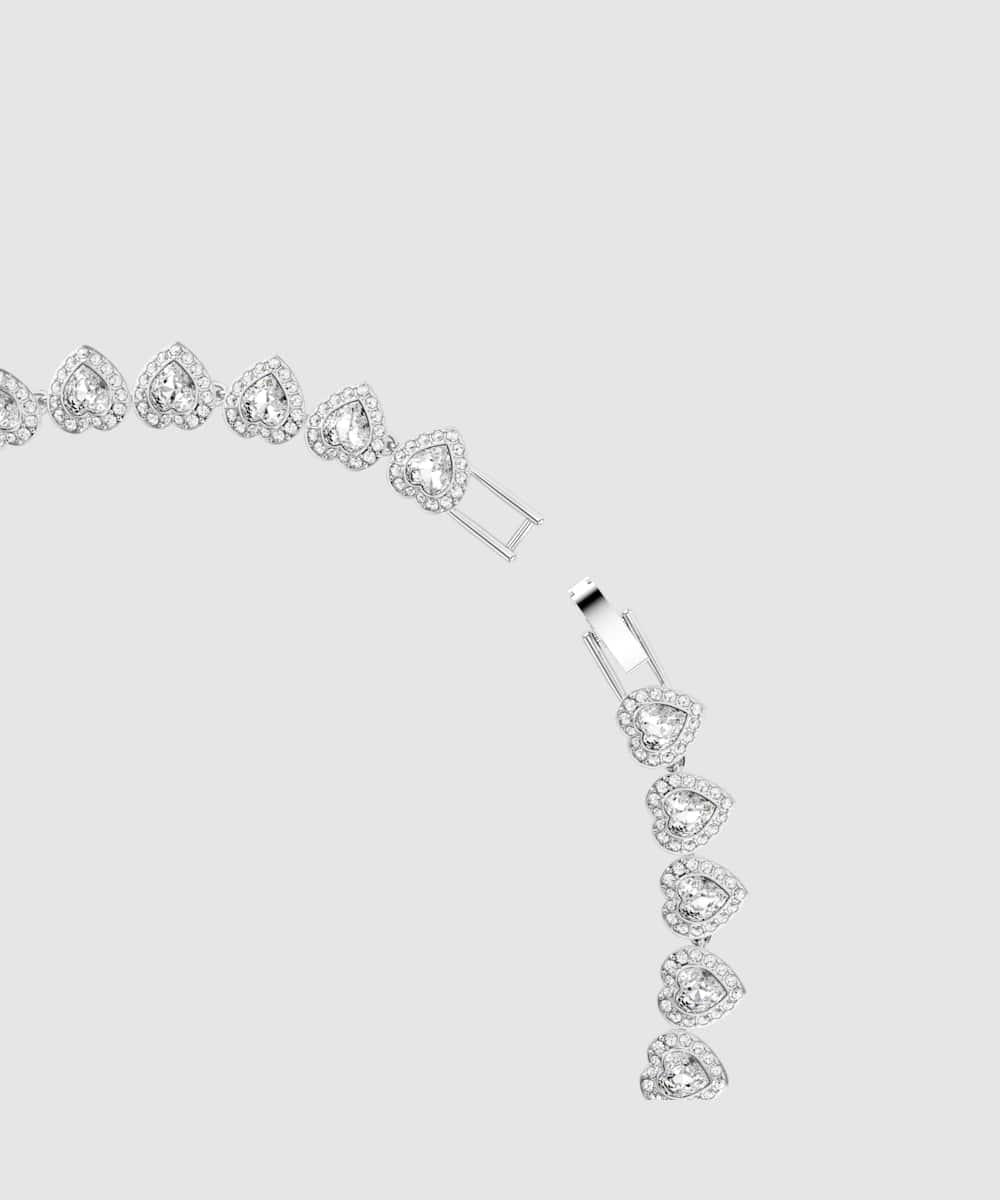 Collar bañado en rodio con cristales en forma de corazón - Blanco Blanco-3