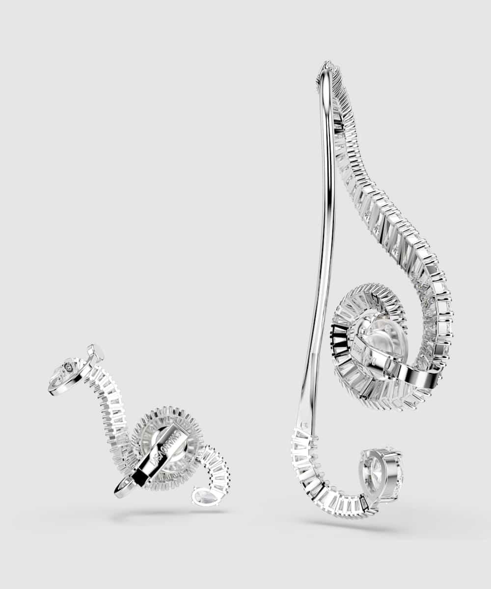 Pendientes de clip ss25 capsule bañado en rodio con circonitas y perla central - Swarovski - Blanco Blanco-4