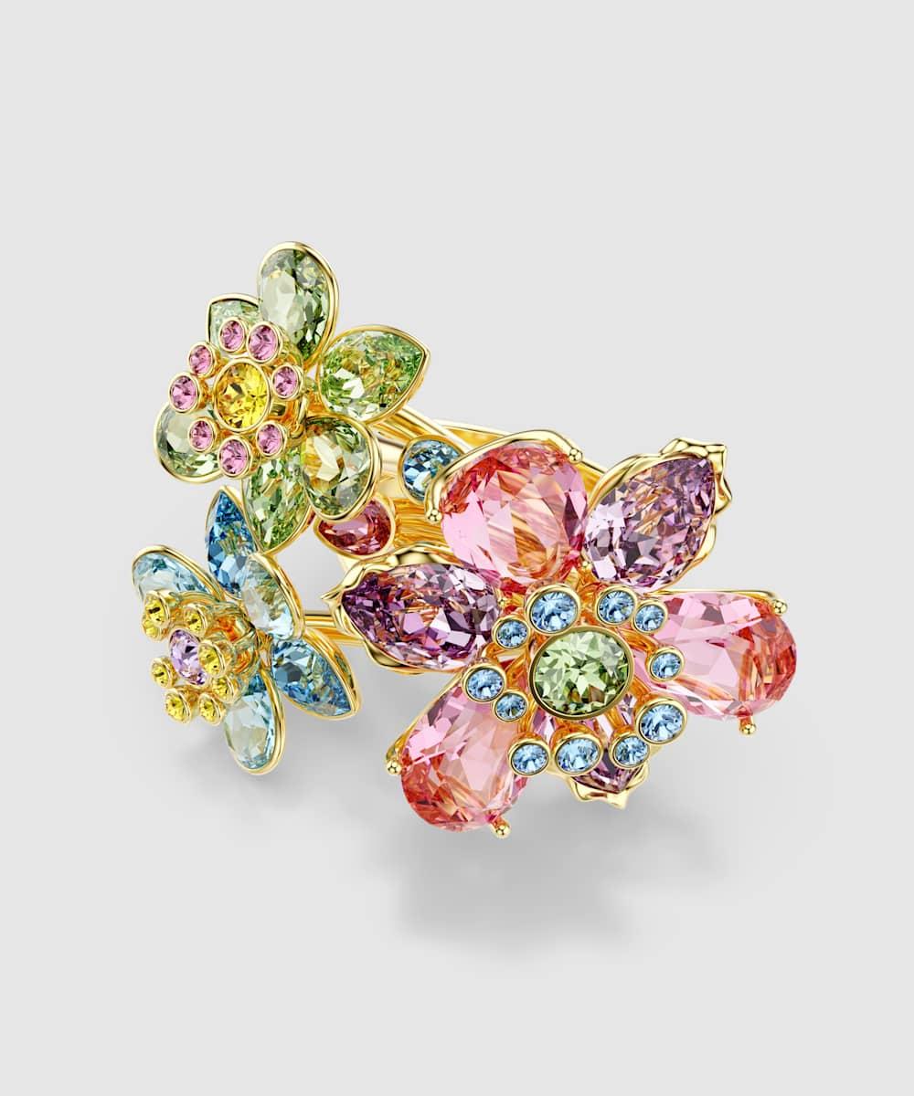 Imagen 0 de Anillo idyllia bañado en oro con cristales multicolor Multicolor