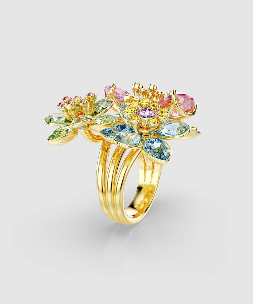 Anillo idyllia bañado en oro con cristales - Swarovski - Multicolor Multicolor-3