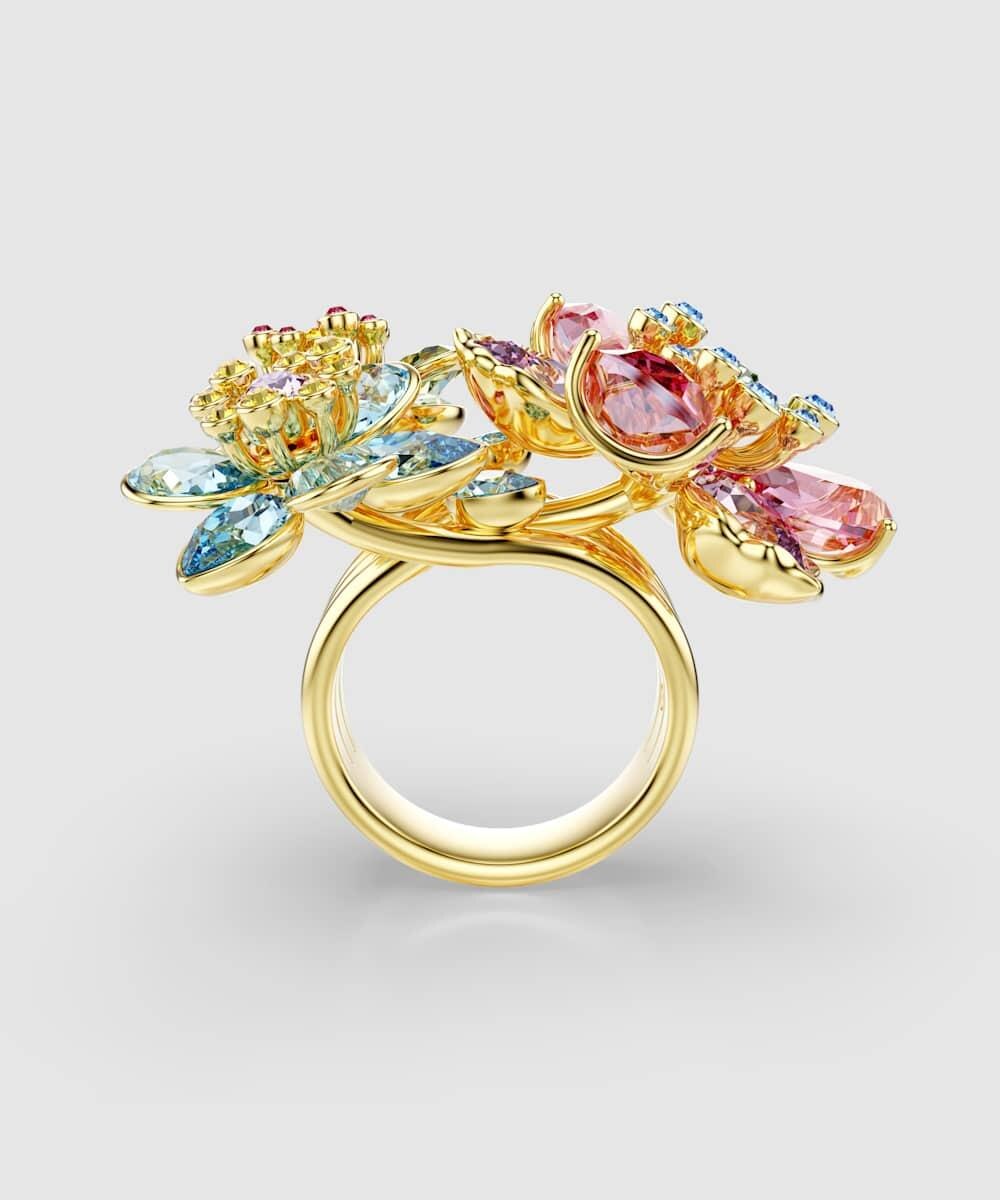Anillo idyllia bañado en oro con cristales - Swarovski - Multicolor Multicolor-4