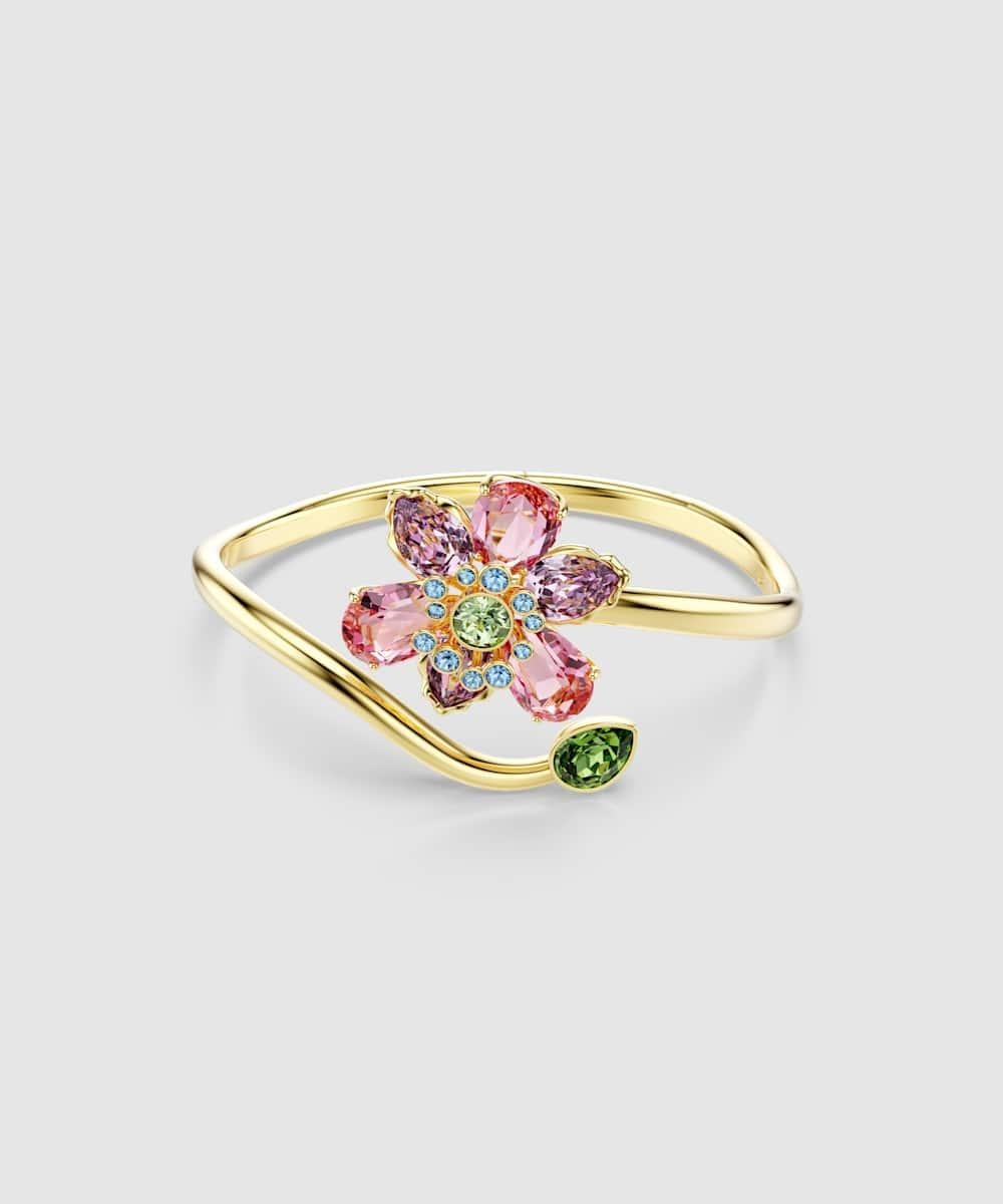 Imagen 0 de Pulsera idyllia flor bañado en oro con cristales multicolor Multicolor