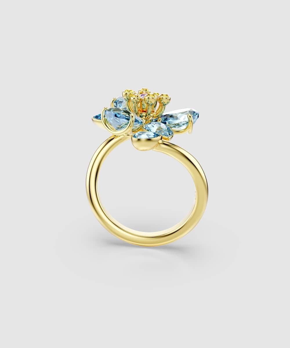 Anillo abierto idillia bañado en oro con cristales multicolor - Swarovski - Azul Azul-3