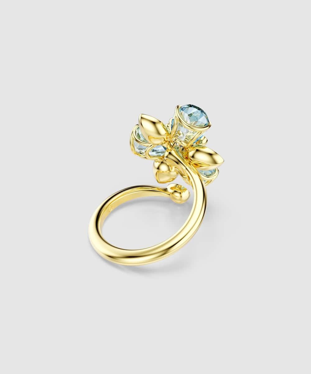 Anillo abierto idillia bañado en oro con cristales multicolor - Swarovski - Azul Azul-4