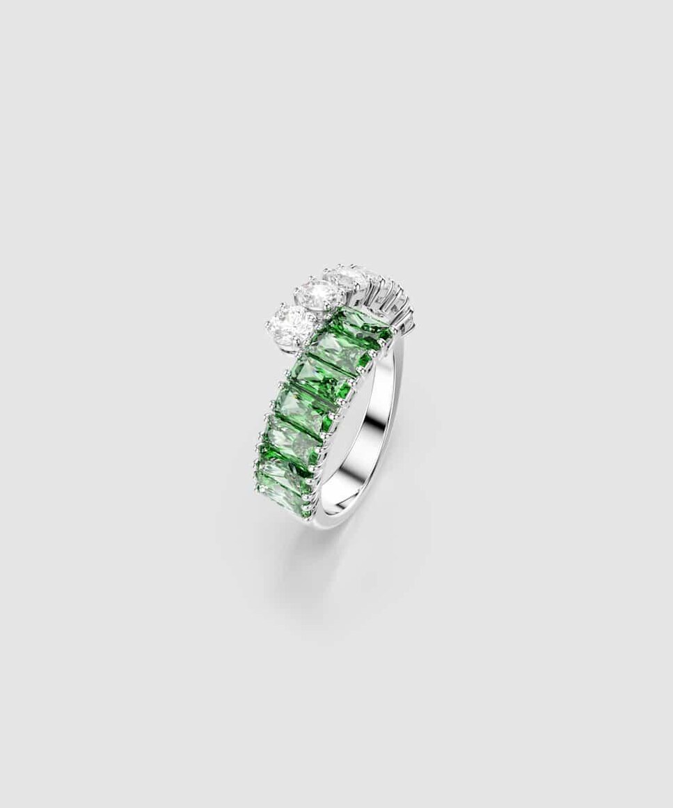 Anillo Matrix bañado en rodio con circonitas Verde-2