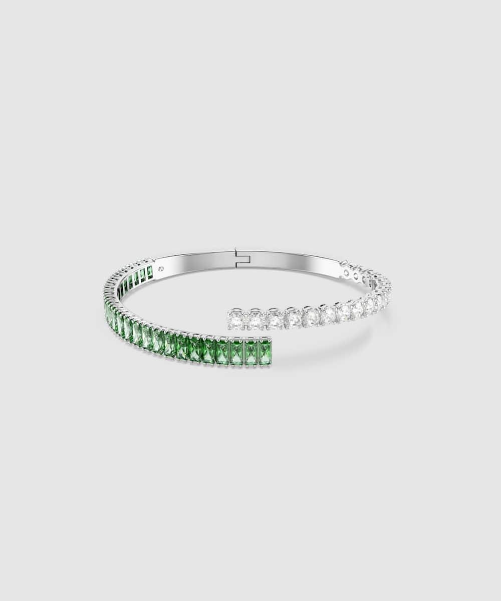 Imagen 0 de Brazalete matrix bañado en rodio con circonitas Verde