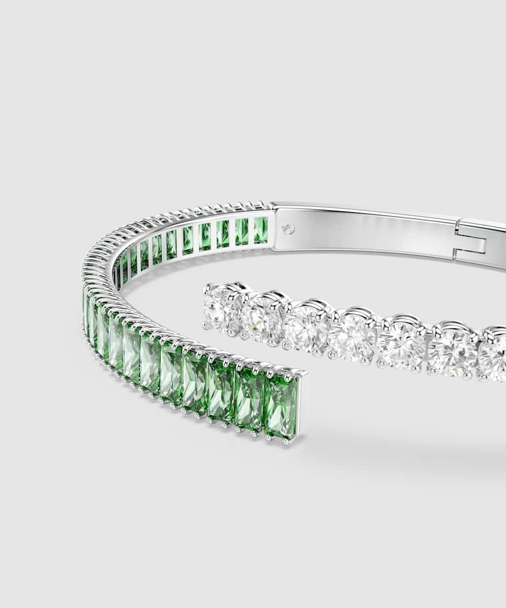 Brazalete matrix bañado en rodio con circonitas - Swarovski - Verde Verde-4
